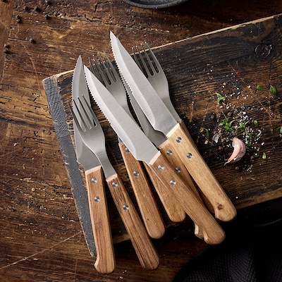 Holm steakbestik 8 dele akacie