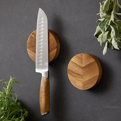 Holm magnetisk knivblok akacie Ø9 cm 2 stk.
