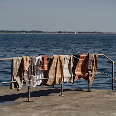 Zone Sauna håndklæde hvid/grå/ grøn 50x100 cm