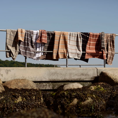 Zone Sauna håndklæde hvid/grå/ grøn 50x100 cm