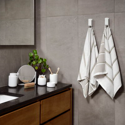 Zone Sauna håndklæde hvid/grå/ grøn 50x100 cm