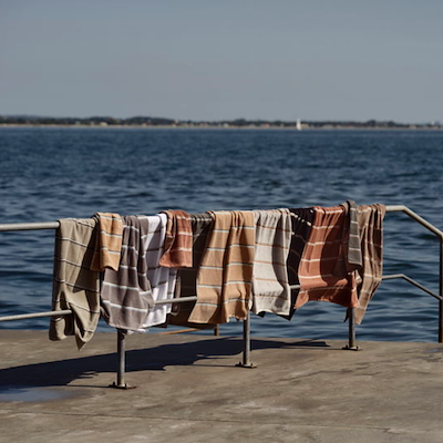 Zone Sauna håndklæde hvid/grå/grøn 70x140 cm