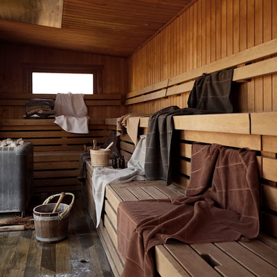 Zone Sauna håndklæde grå/grøn/sand 70x140 cm