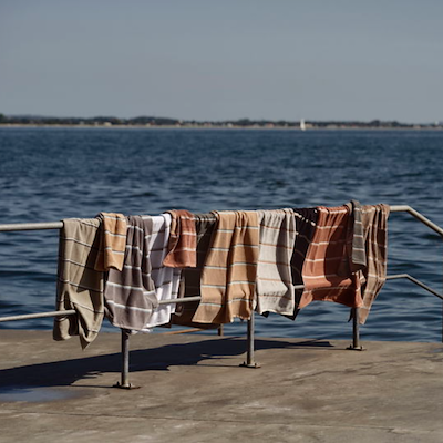 Zone Sauna håndklæde grå/grøn/sand 70x140 cm