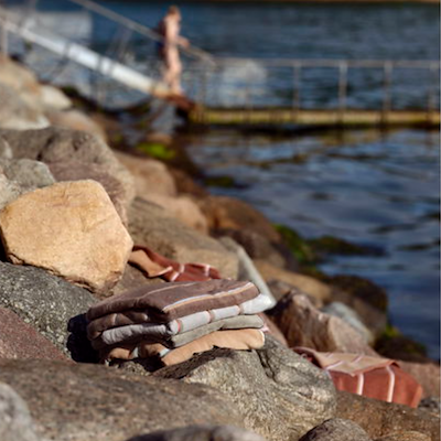 Zone Sauna håndklæde grå/grøn/sand 70x140 cm