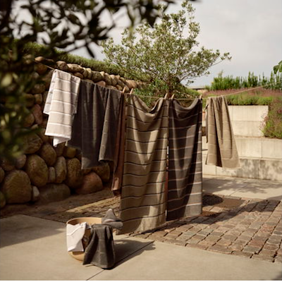 Zone Sauna håndklæde grøn/oliven/grå 70x140 cm