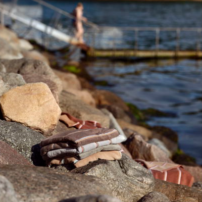 Zone Sauna håndklæde grøn/oliven/grå 70x140 cm