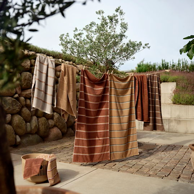 Zone Sauna håndklæde brun/beige/blå 50x100 cm