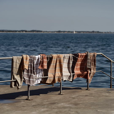 Zone Sauna håndklæde brun/beige/blå 50x100 cm