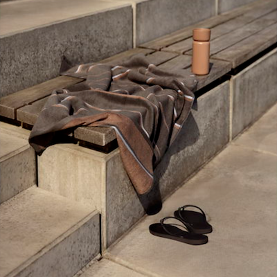 Zone Sauna håndklæde brun/beige/blå 70x140 cm