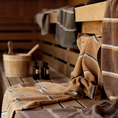 Zone Sauna håndklæde brun/beige/blå 70x140 cm