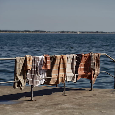 Zone Sauna håndklæde brun/beige/blå 70x140 cm