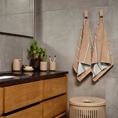 Zone Sauna håndklæde sand/blå/grøn 50x100 cm