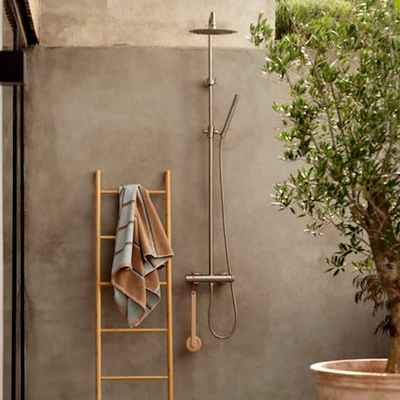 Zone Sauna håndklæde sand/blå/grøn 70x140 cm