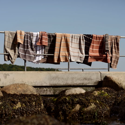 Zone Sauna håndklæde brun/sand/blå 50x100 cm