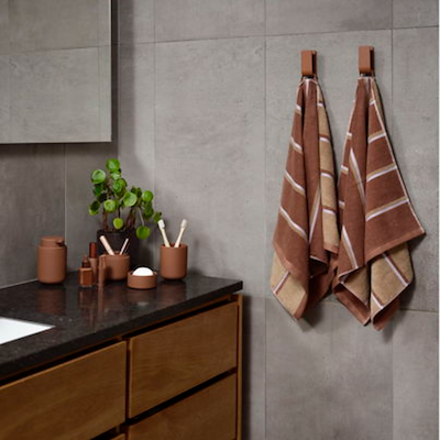 Zone Sauna håndklæde brun/sand/blå 50x100 cm