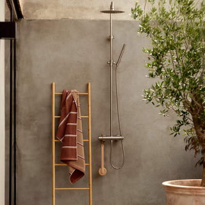 Zone Sauna håndklæde brun/sand/blå 70x140 cm