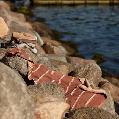 Zone Sauna håndklæde brun/sand/blå 70x140 cm