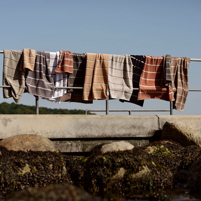 Zone Sauna håndklæde grå/blå/lysegrå 50x100 cm