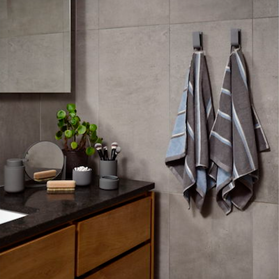 Zone Sauna håndklæde grå/blå/lysegrå 50x100 cm