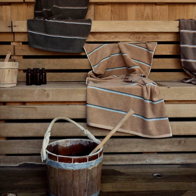 Zone Sauna håndklæde sort/blå/sand 70x140 cm