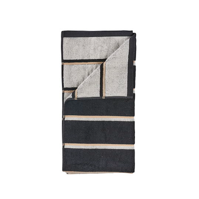 Zone Sauna håndklæde sort/blå/sand 70x140 cm