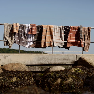 Zone Sauna håndklæde grøn/taupe/blå 70x140 cm