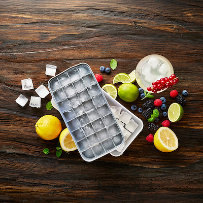 Funktion isterningbakke med låg klar 32 isterninger