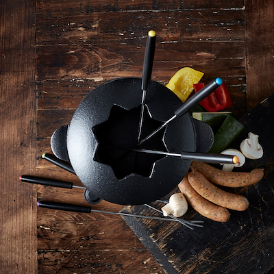 Funktion fonduesæt sort 10 dele Ø15 cm H17 cm