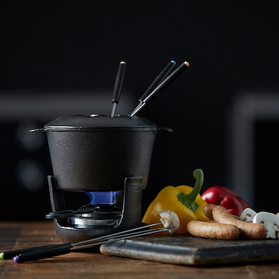 Funktion fonduesæt sort 10 dele Ø15 cm H17 cm