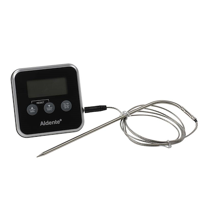 Aldente stegetermometer med minutur sort el. hvid*