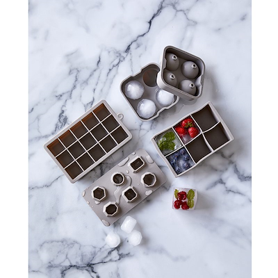 Bitz isterningform rund silikone grå 4 isterninger