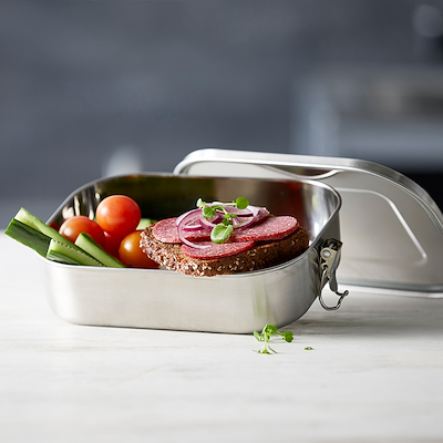 Funktion madkasse stål farve 21.5x16.5x6 cm