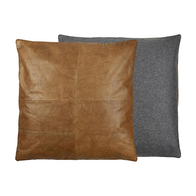 Södahl Lodge leather pude 60x60 cm tobacco/sort