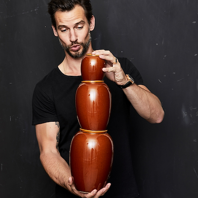 Bitz vase stentøj amber 25 cm