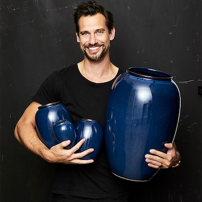 Bitz vase stentøj blå 50 cm