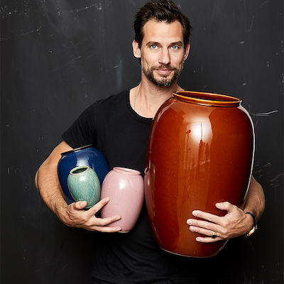 Bitz vase stentøj amber 50 cm