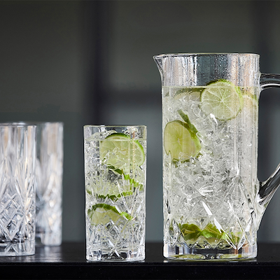 Lyngby Glas Melodia kande 1,2 liter med 6 glas 36 cl