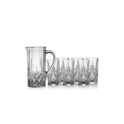 Lyngby Glas Melodia kande 1,2 liter med 6 glas 36 cl