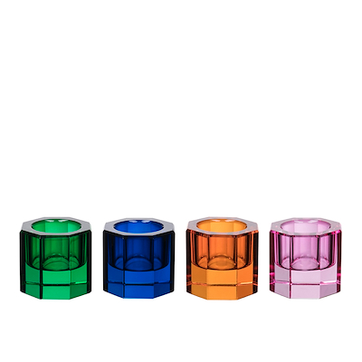 Lyngby glas fyrfadsstager i farver 12 stk