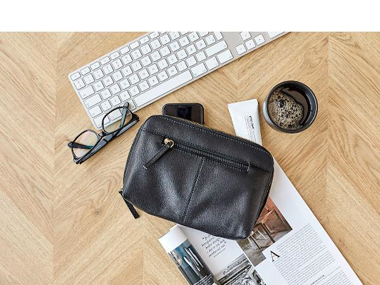 Corium pung/clutch sort skind 24 cm