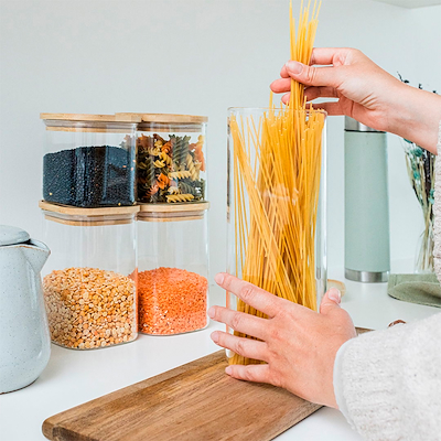 Olsen Home opbevaringsbøtter med bambus låg 5 stk