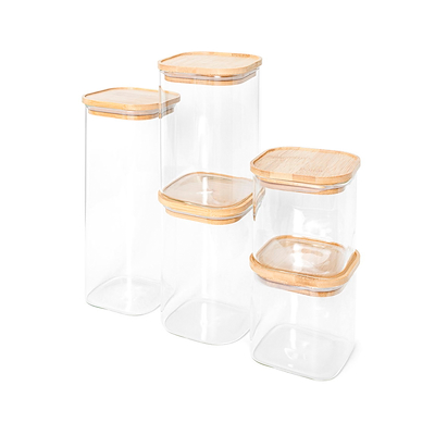 Olsen Home opbevaringsbøtter med bambus låg 5 stk