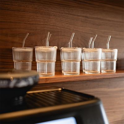 Olsen Home glas med låg og sugerør 300 ml 6 stk