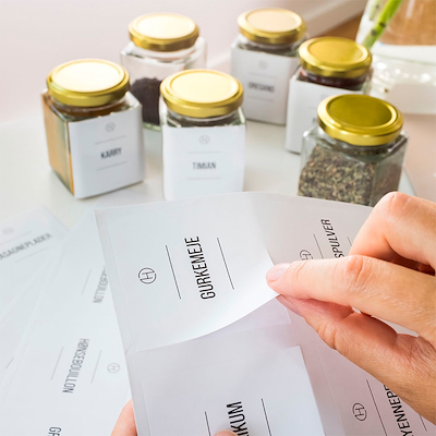 Olsen Home etiketter til opbevaringsglas 84 stk.