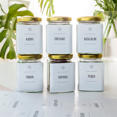 Olsen Home etiketter til opbevaringsglas 84 stk.