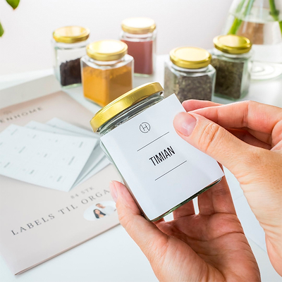 Olsen Home etiketter til opbevaringsglas 84 stk.