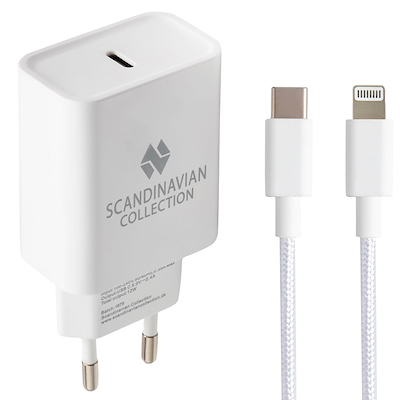 Combo pack Adapter USB C + 1 meter nylon kabel: USB C til iphone
