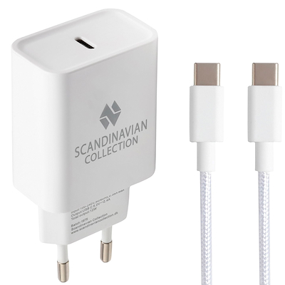Combo pack med Adapter USB C + 1 M Nylon kabel: USB C to USB C
