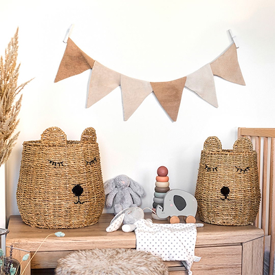 Olsen Home bamse børnekurve natur 2 stk. Ø21x28 cm